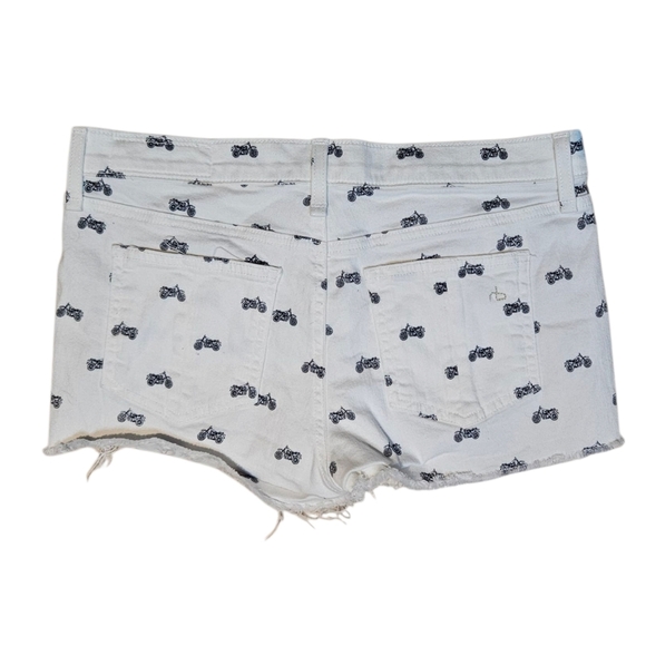 Rag & Bone Mila Motorcycle Print White Moto Cutoff Denim Jean Shorts size 26 - Picture 3 of 7